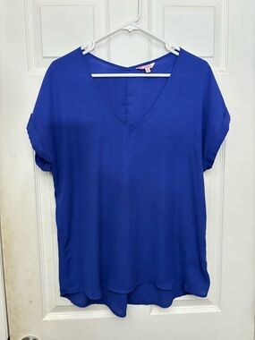 Blue Short Sleeve V-Neck